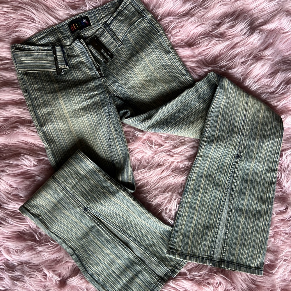 y2k pinstripe low waist flare denim jeans